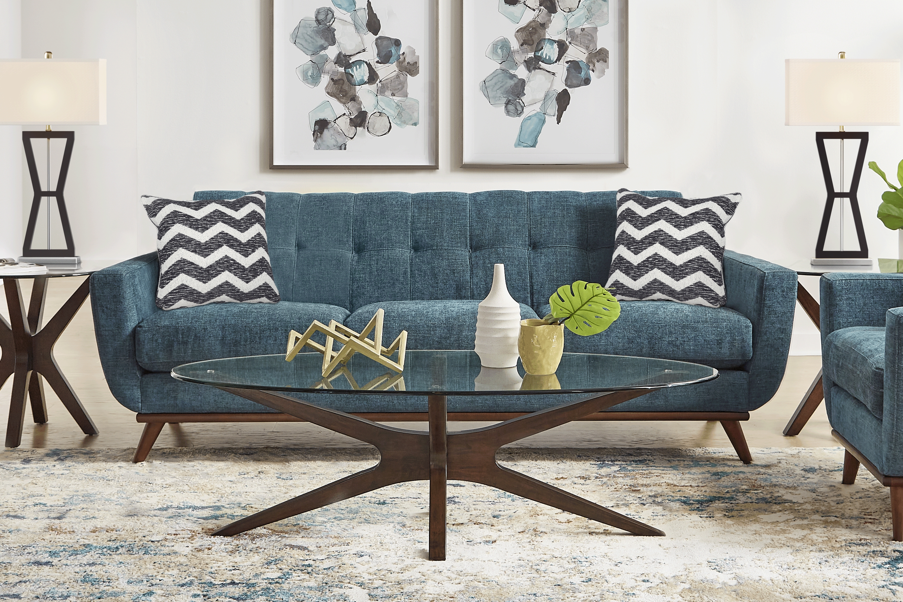 East Side Teal 7 Pc Living Room - Thumbnail - Image 1