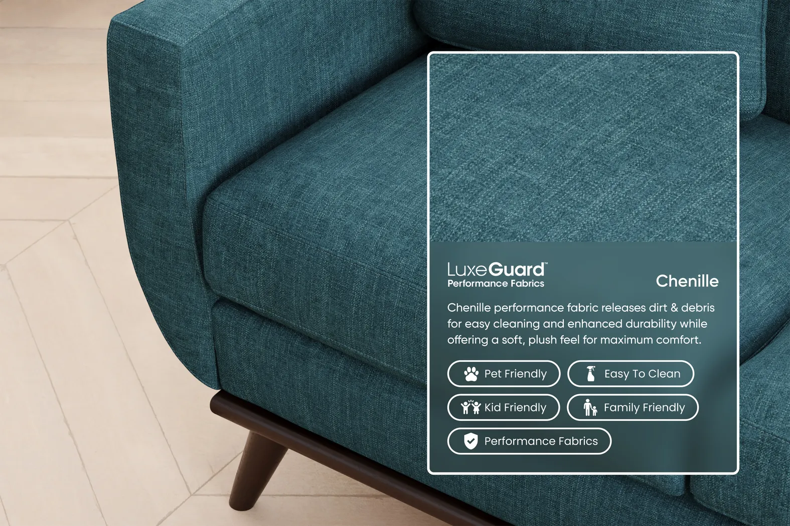 East Side Teal Apartment Sofa - Thumbnail - Image 2