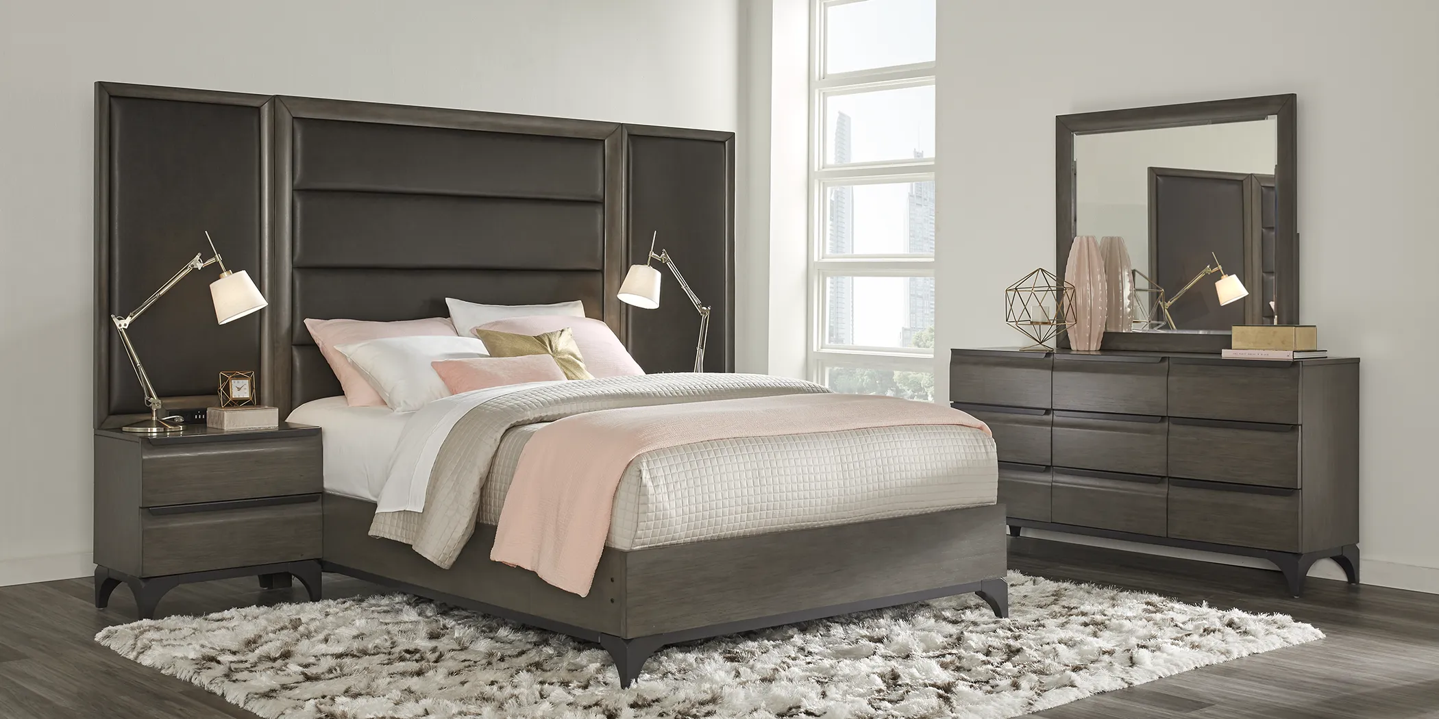 East Tower Gray 7 Pc Queen Panel Wall Bed with Nightstands - Thumbnail - Image 3