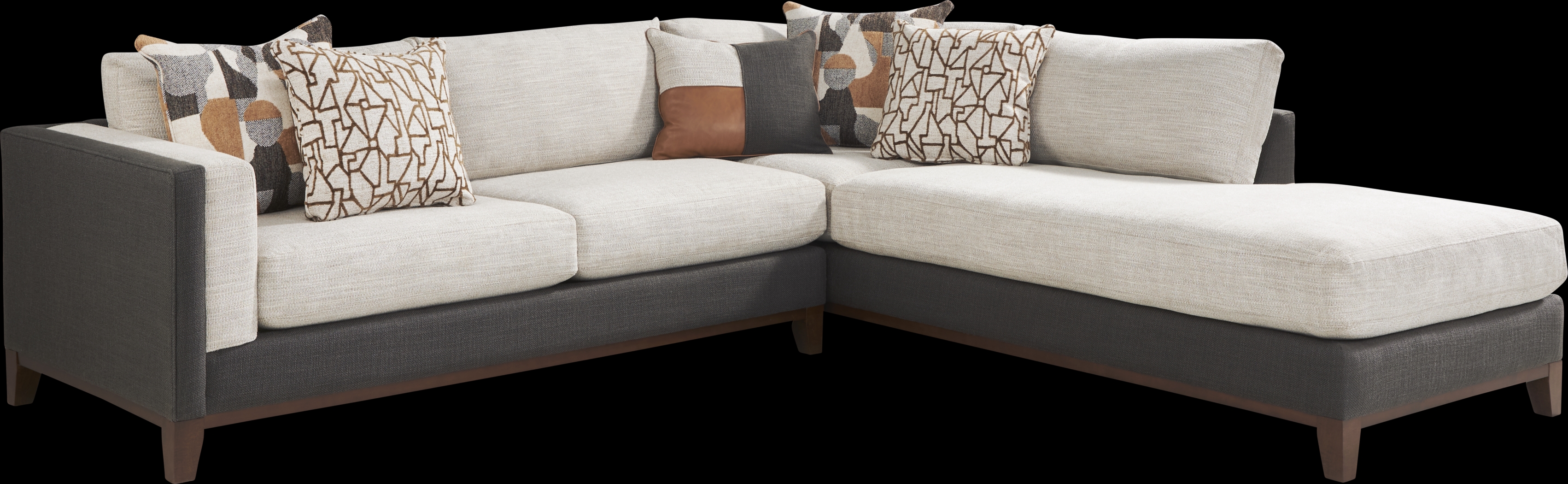 East Village Sandstone Chenille 6 Pc Sectional Living Room - Thumbnail - Image 2