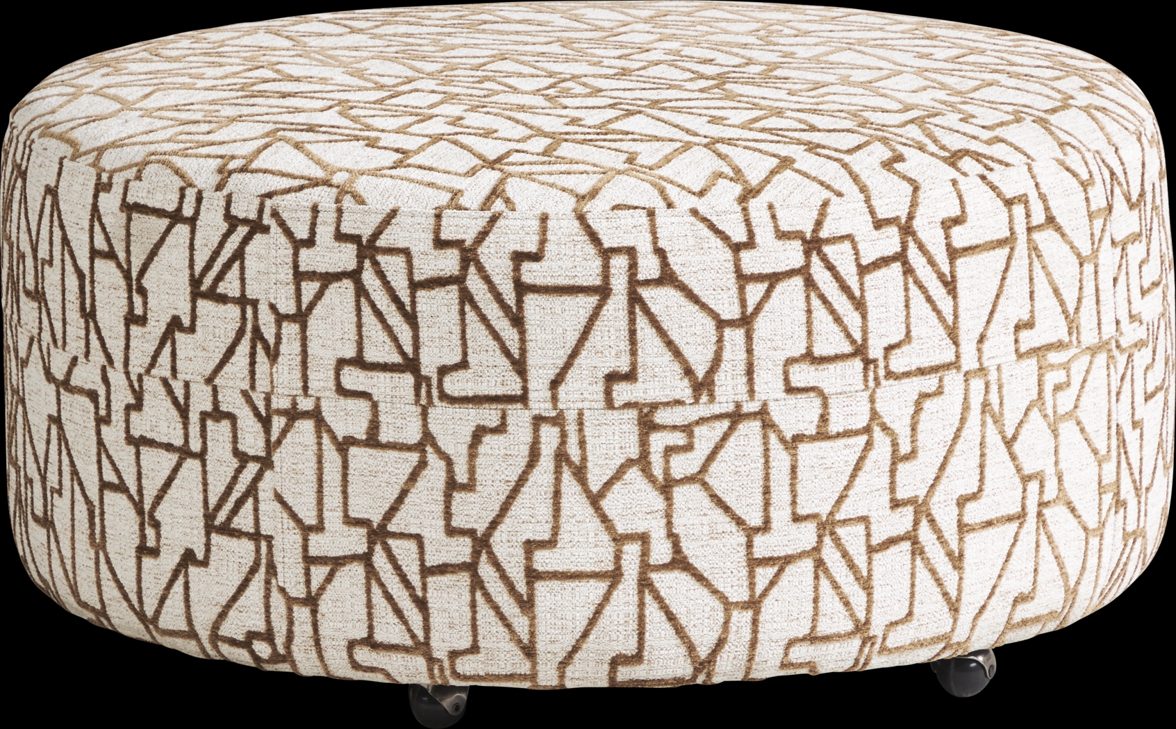East Village Sandstone Chenille Round Cocktail Ottoman - Thumbnail - Image 1