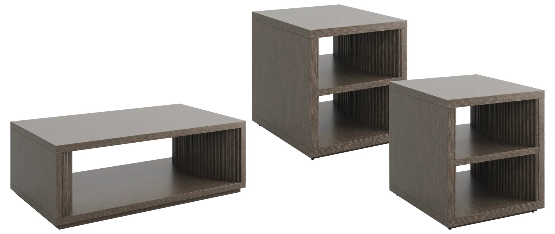 brown 3 pc occasional table set