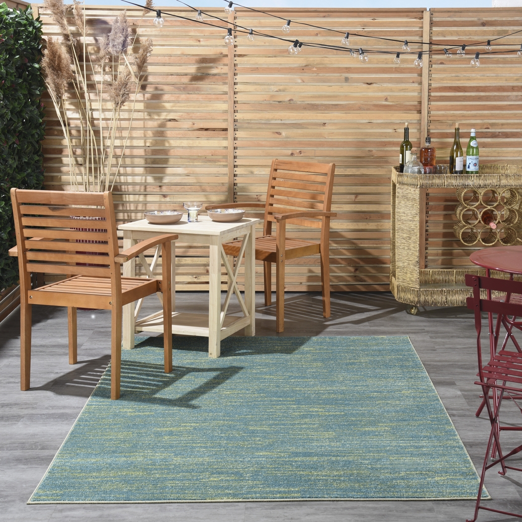 Easthagen Blue/Green 5' x 7' Indoor/Outdoor Rug - Thumbnail - Image 2