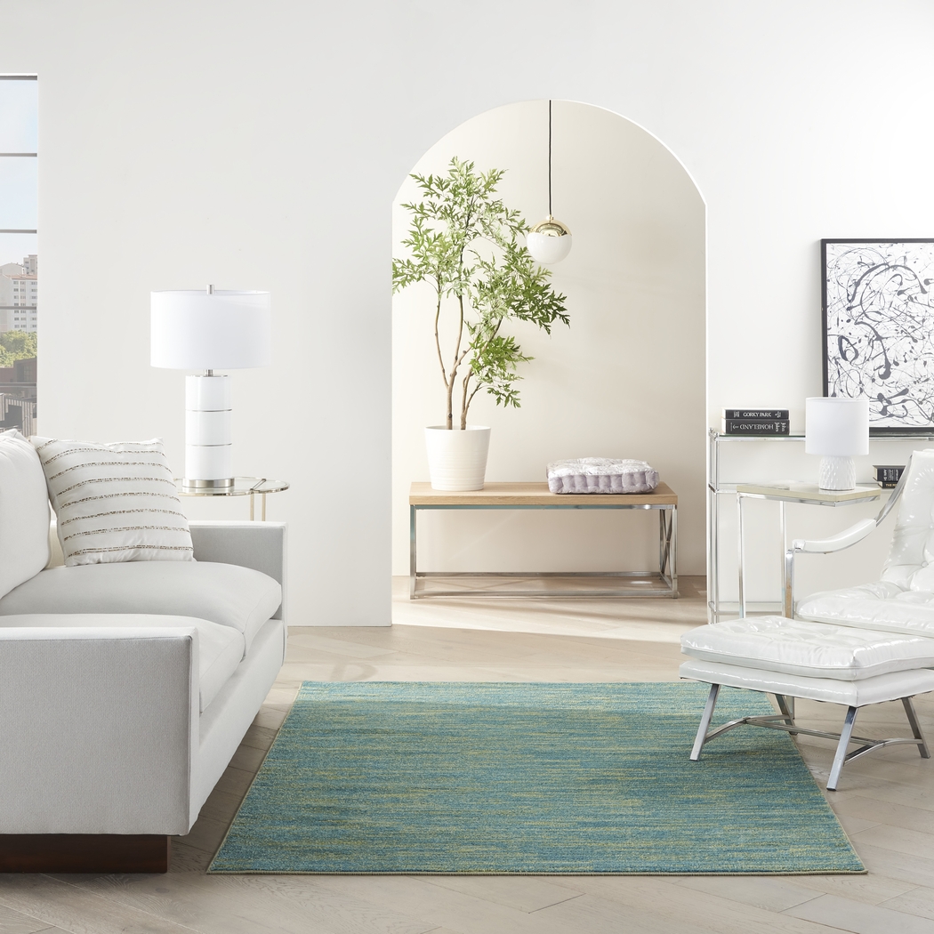 Easthagen Blue/Green 5' x 7' Indoor/Outdoor Rug - Thumbnail - Image 3