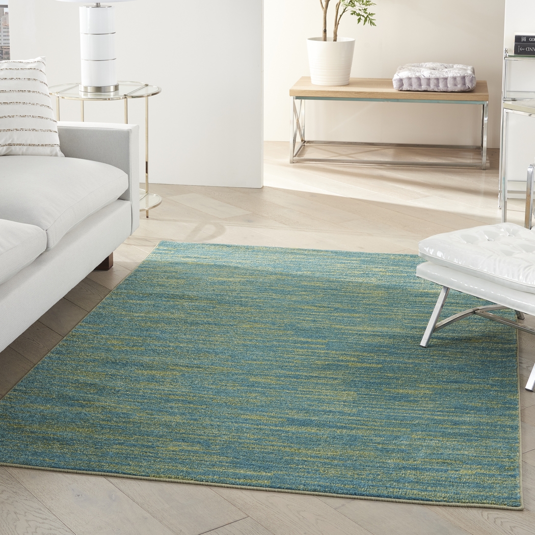 Easthagen Blue/Green 5' x 7' Indoor/Outdoor Rug - Thumbnail - Image 4