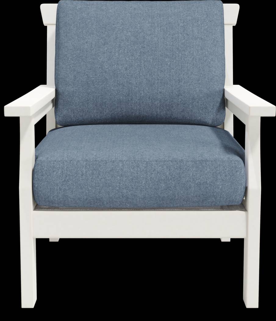 Eastlake White 4 Pc Outdoor Loveseat Seating Set with Agean Cushions - Thumbnail - Image 7