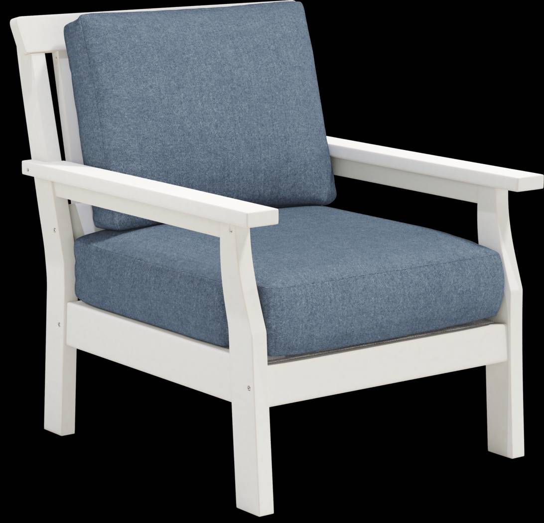 Eastlake White 4 Pc Outdoor Loveseat Seating Set with Agean Cushions - Thumbnail - Image 6