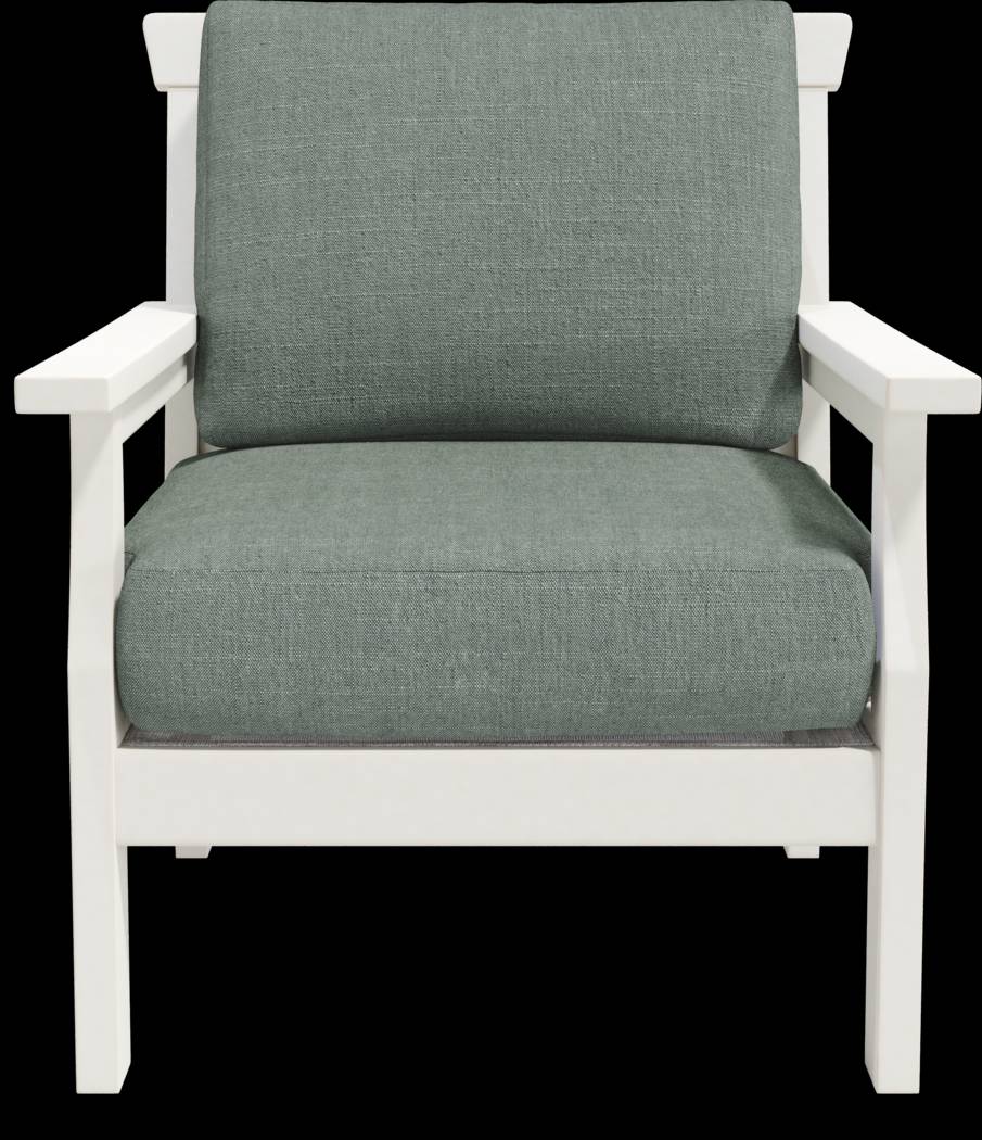 Eastlake White 4 Pc Outdoor Loveseat Seating Set with Jade Cushions - Thumbnail - Image 5