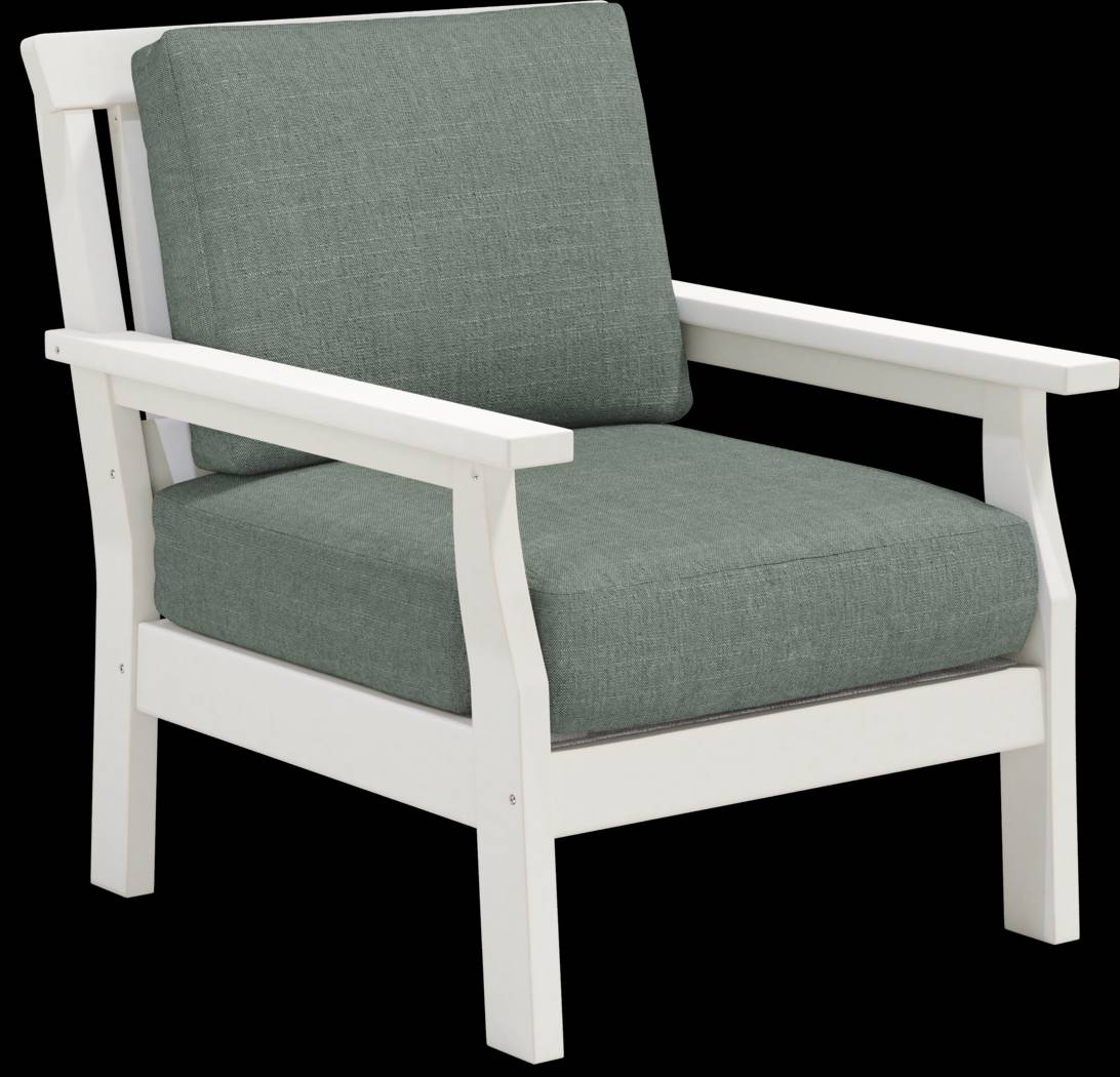 Eastlake White 4 Pc Outdoor Loveseat Seating Set with Jade Cushions - Thumbnail - Image 4