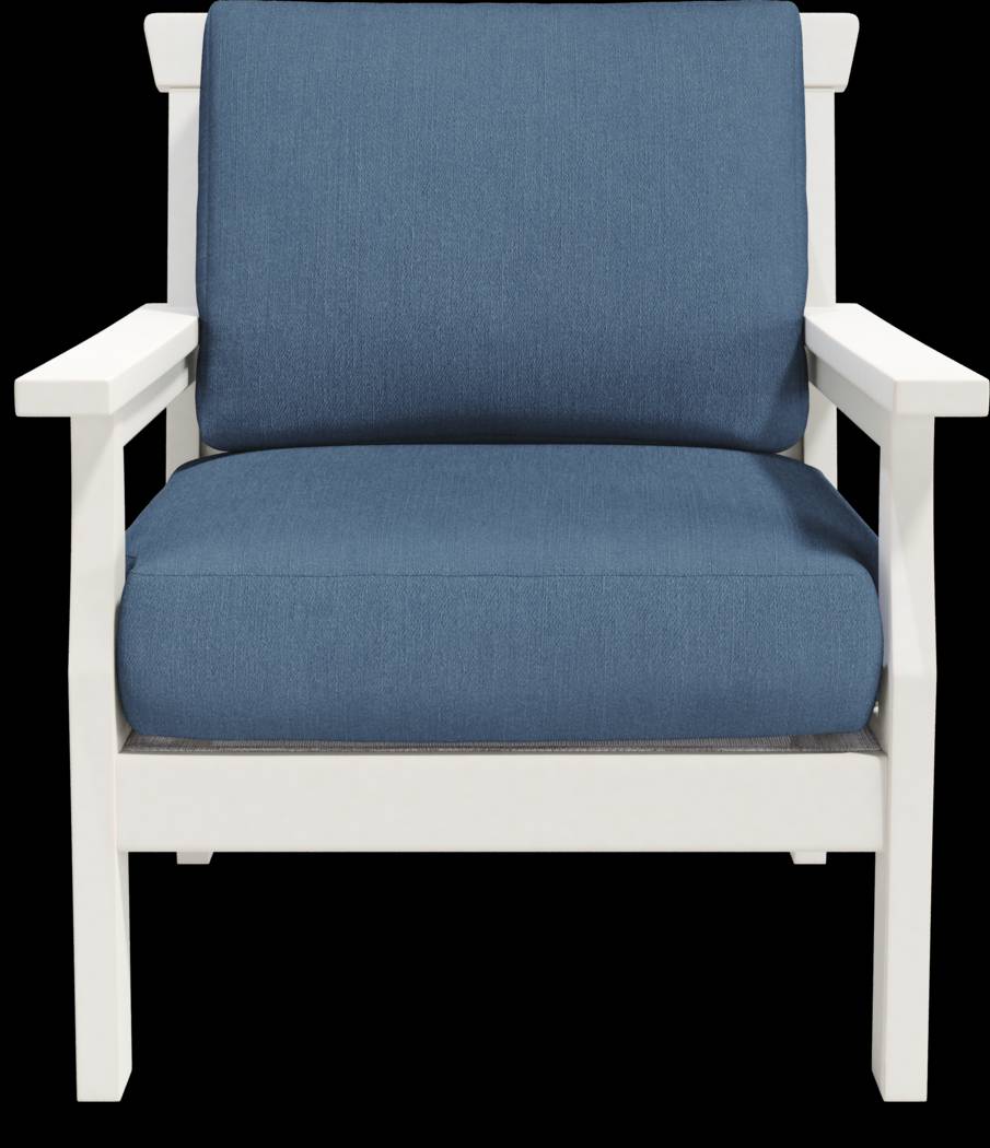 Eastlake White 4 Pc Outdoor Loveseat Seating Set with Ocean Cushions - Thumbnail - Image 5