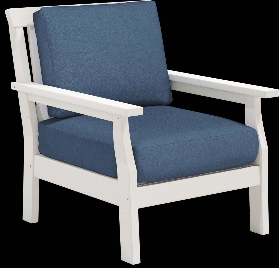 Eastlake White 4 Pc Outdoor Loveseat Seating Set with Ocean Cushions - Thumbnail - Image 4