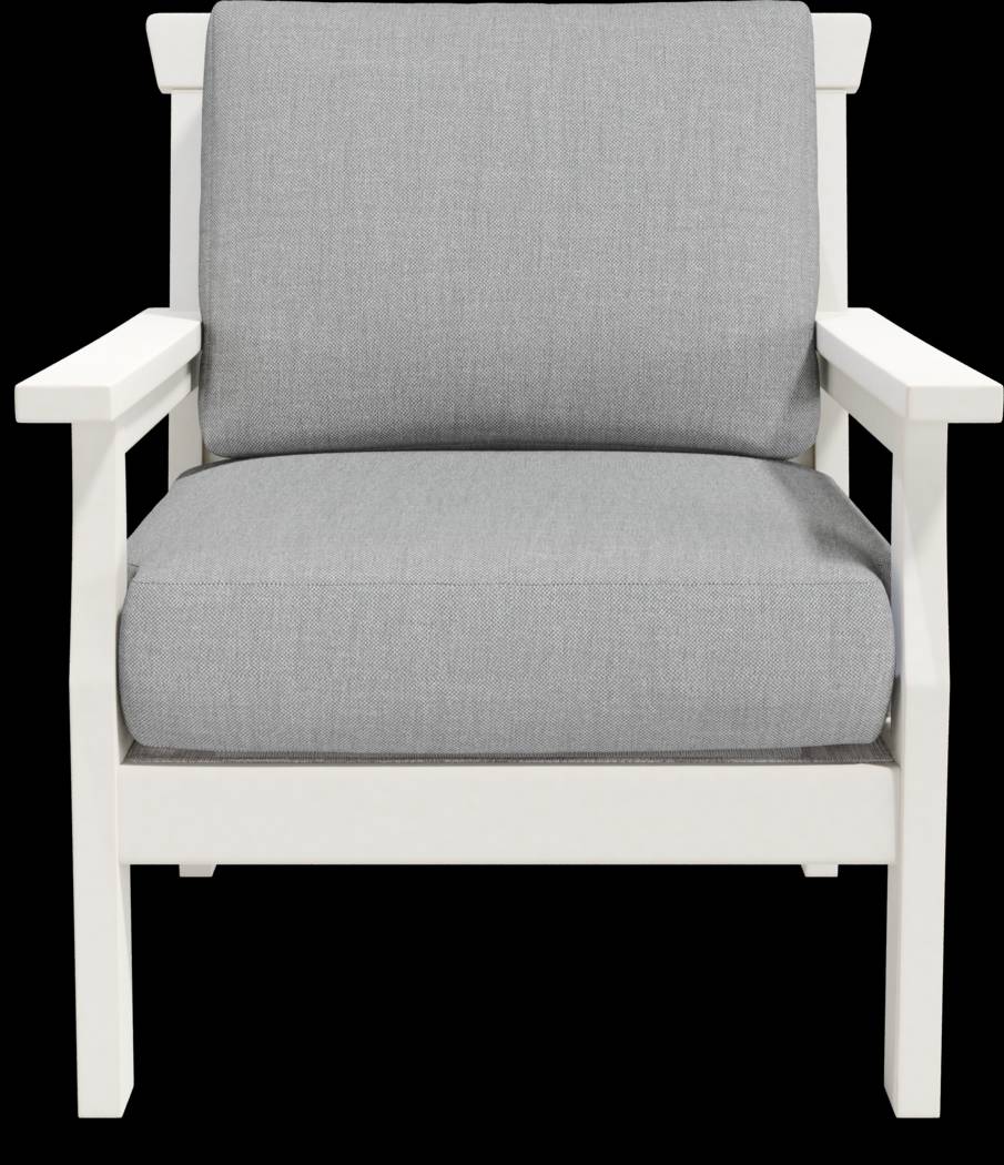 Eastlake White 4 Pc Outdoor Loveseat Seating Set with Pewter Cushions - Thumbnail - Image 7