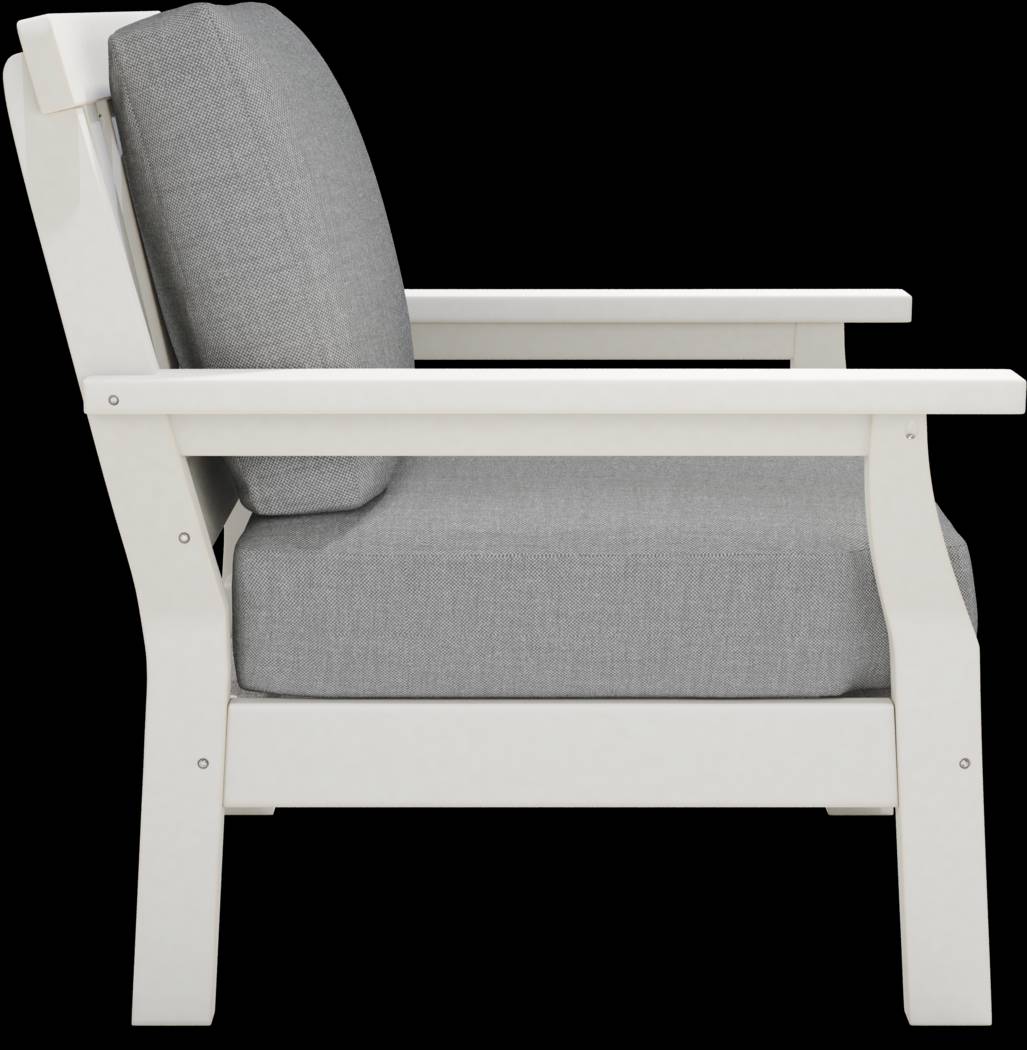 Eastlake White 4 Pc Outdoor Loveseat Seating Set with Pewter Cushions - Thumbnail - Image 8