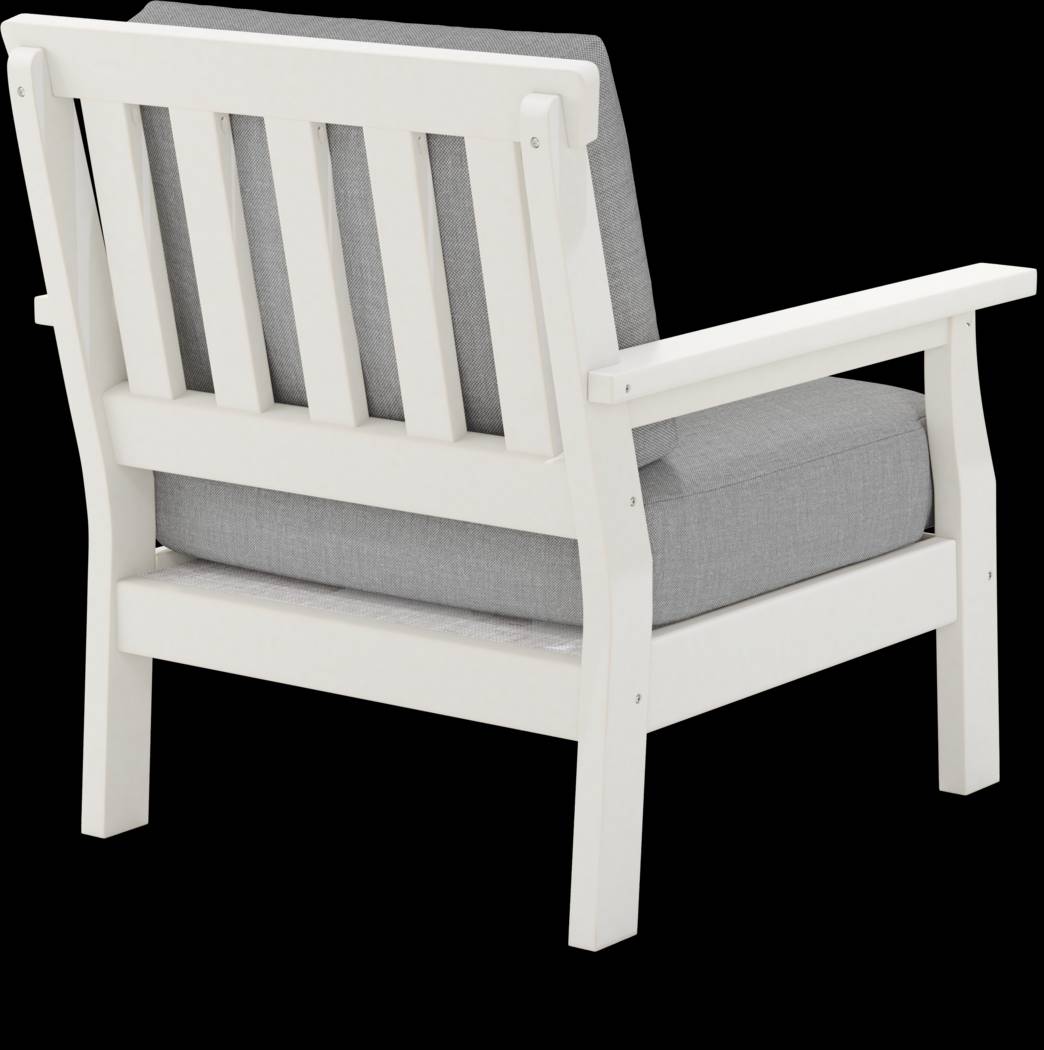 Eastlake White 4 Pc Outdoor Loveseat Seating Set with Pewter Cushions - Thumbnail - Image 9