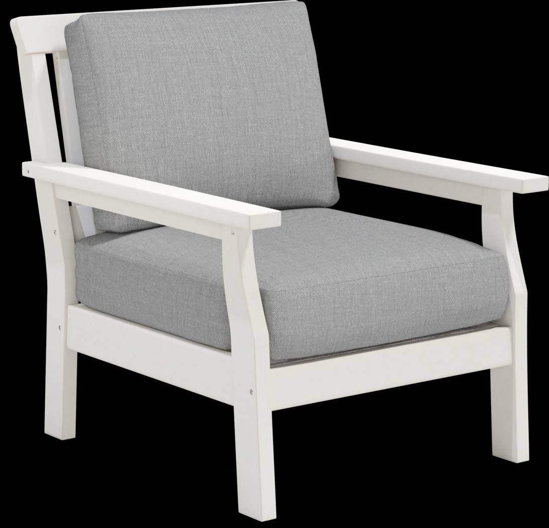 Eastlake White 4 Pc Outdoor Loveseat Seating Set with Pewter Cushions - Thumbnail - Image 6