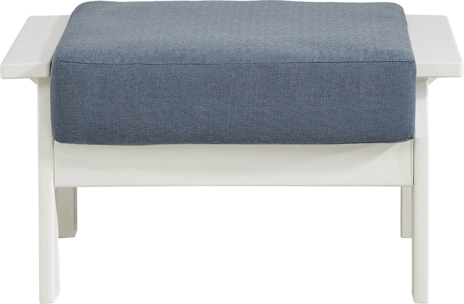 Eastlake White Ottoman with Agean Cushion - Thumbnail - Image 1