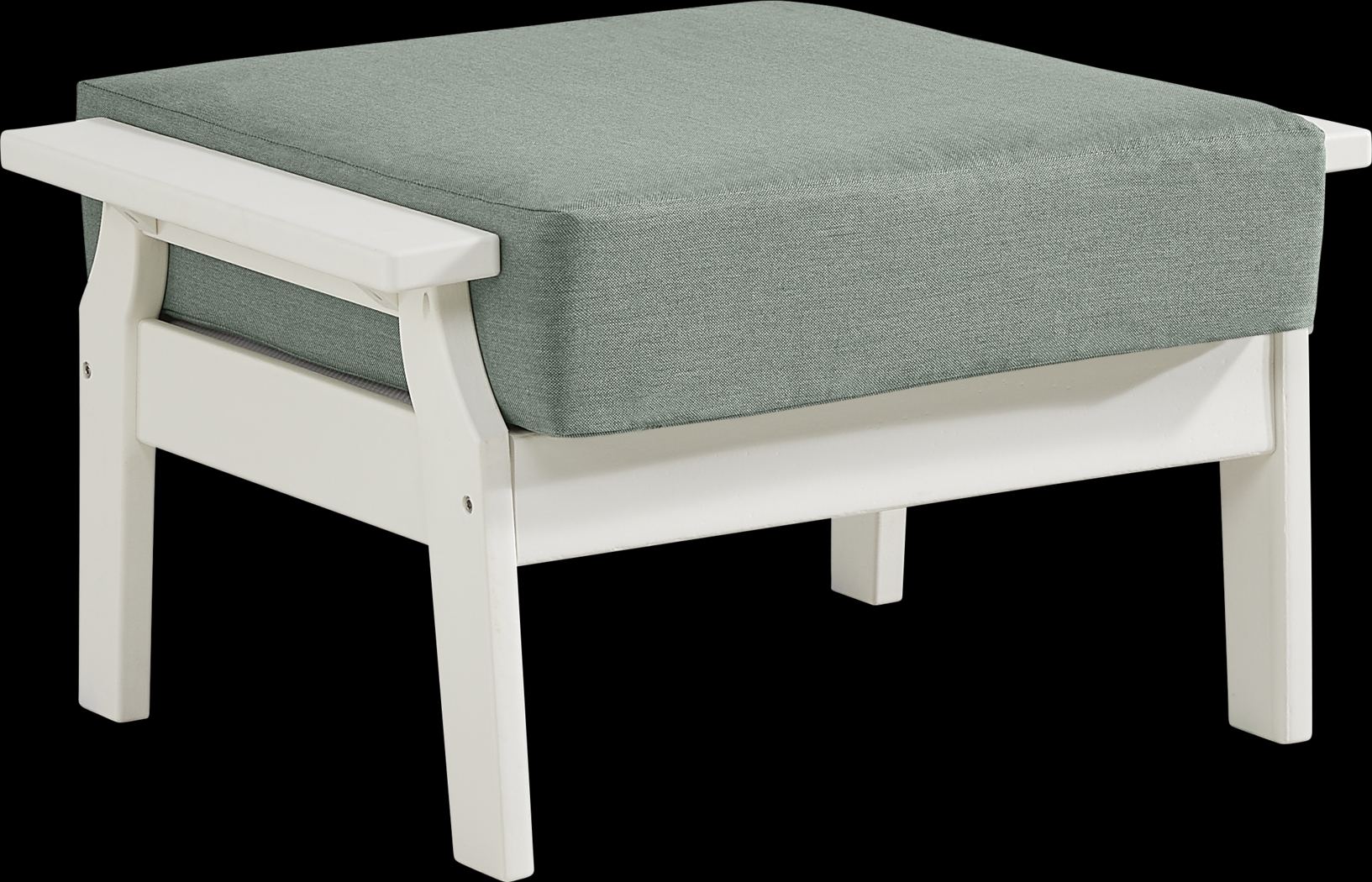 Eastlake White Ottoman with Jade Cushion - Thumbnail - Image 2