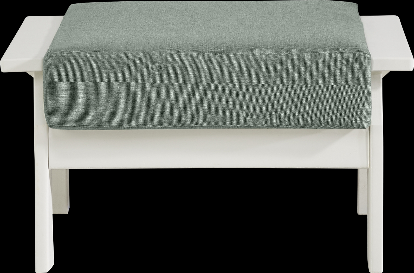 Eastlake White Ottoman with Jade Cushion - Thumbnail - Image 1