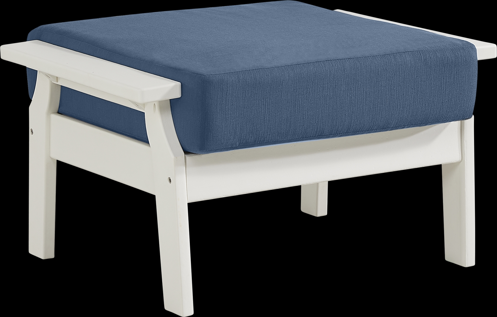 Eastlake White Ottoman with Ocean Cushion - Thumbnail - Image 2