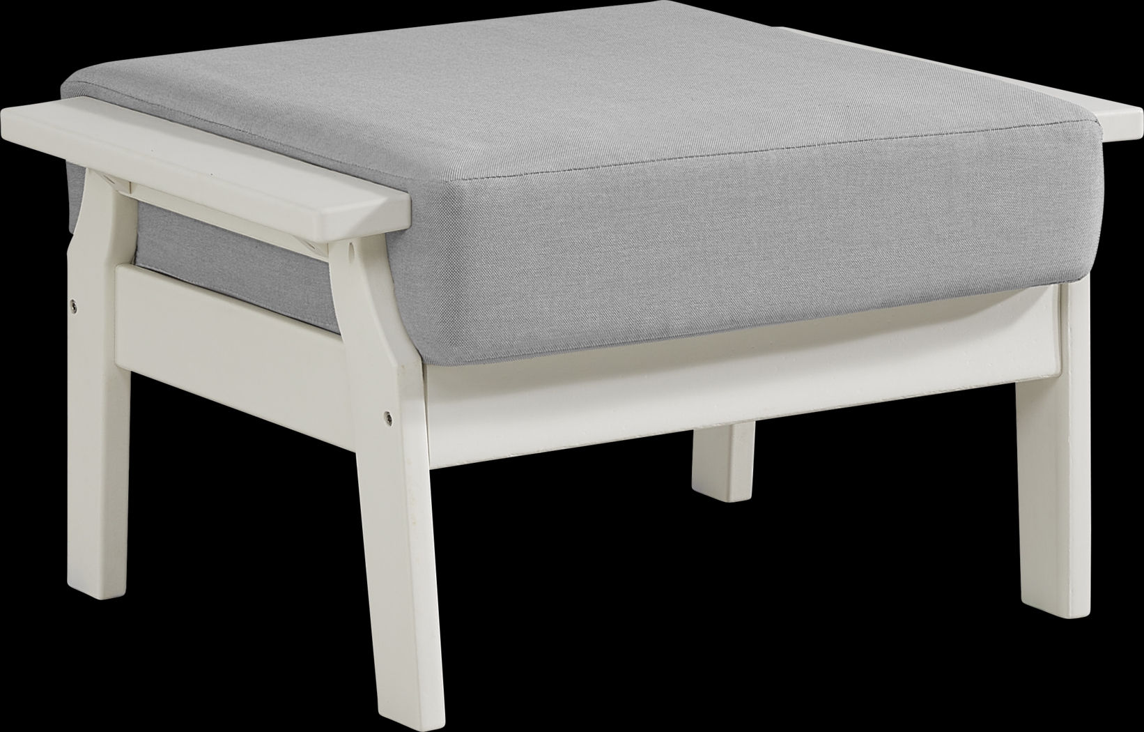 Eastlake White Ottoman with Pewter Cushion - Thumbnail - Image 2