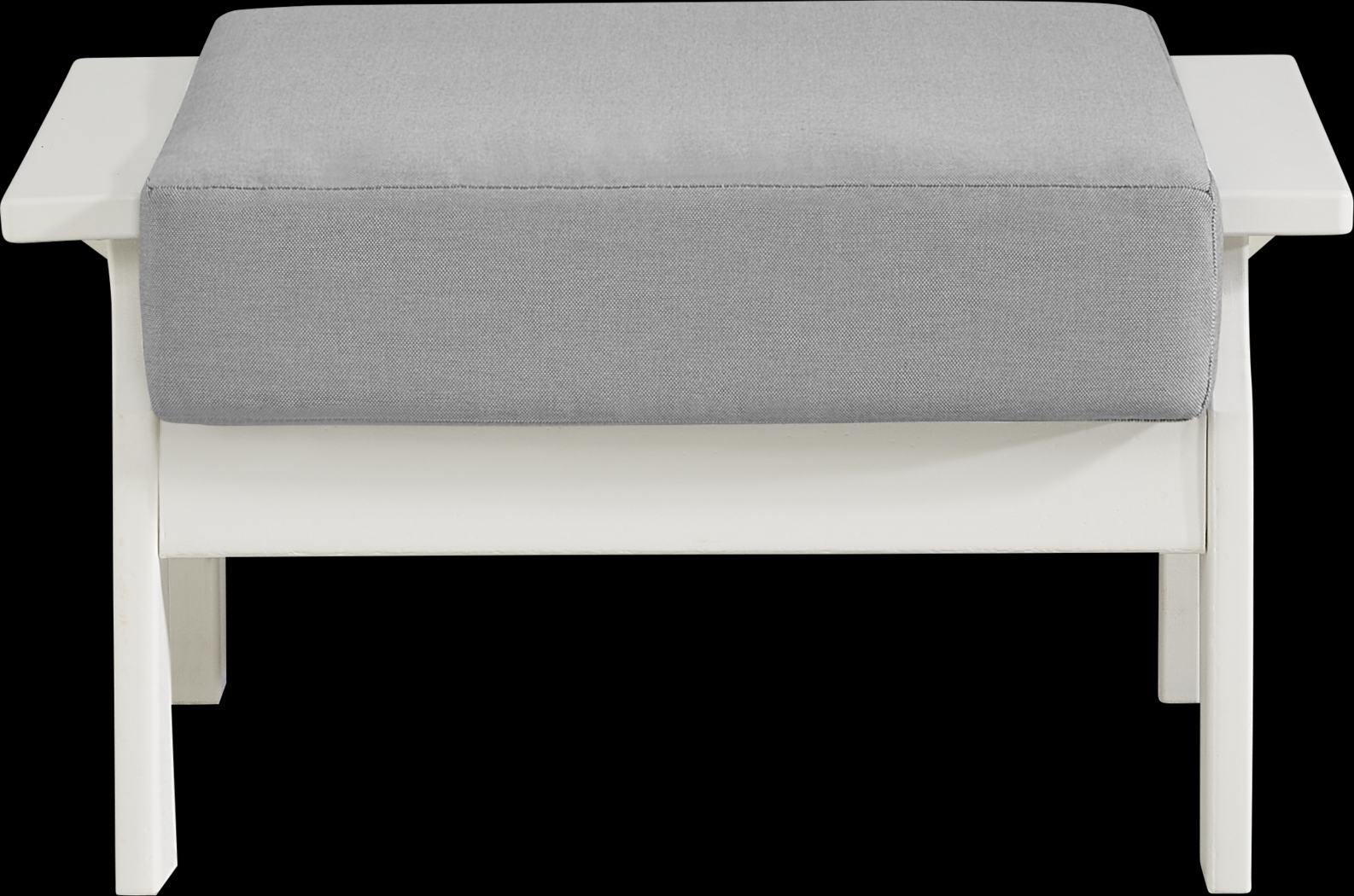 Eastlake White Ottoman with Pewter Cushion - Thumbnail - Image 1