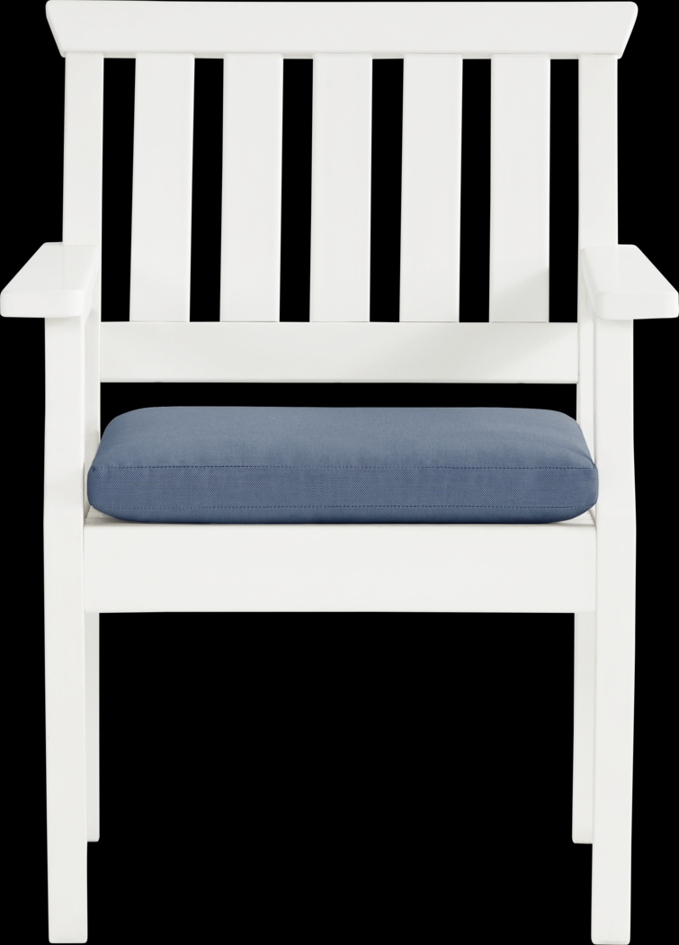 Eastlake White Outdoor Arm Chair with Blueberry Cushion - Thumbnail - Image 2