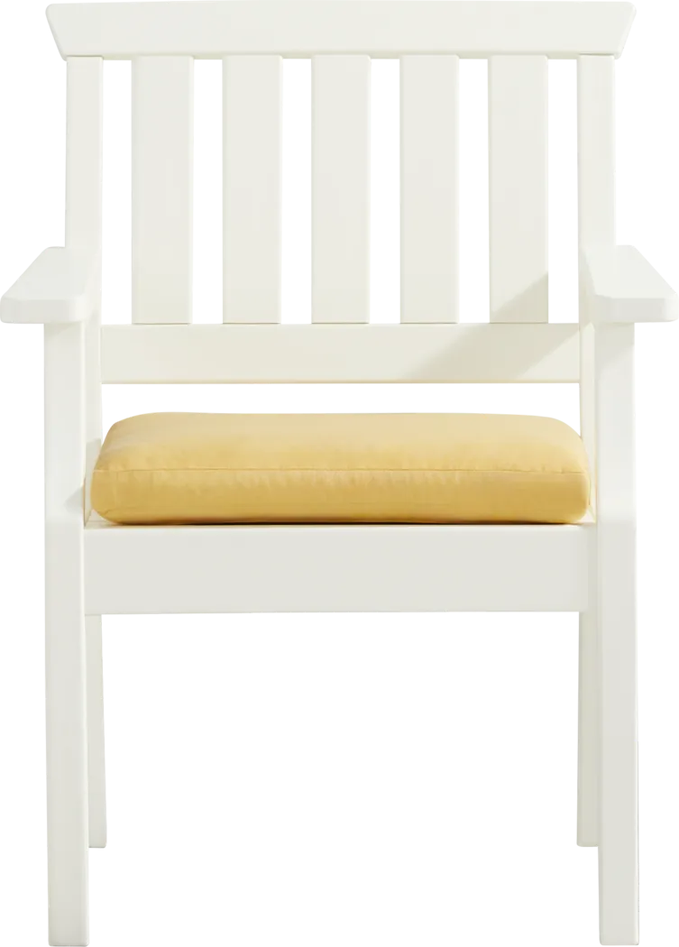 Eastlake White 7 Pc 71 in. Rectangle Outdoor Dining Set with Buttercup Cushions - Thumbnail - Image 5