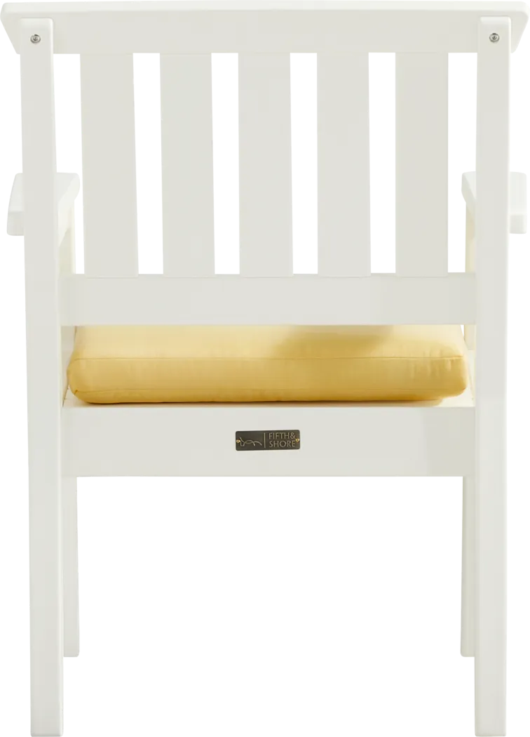 Eastlake White 7 Pc 71 in. Rectangle Outdoor Dining Set with Buttercup Cushions - Thumbnail - Image 6