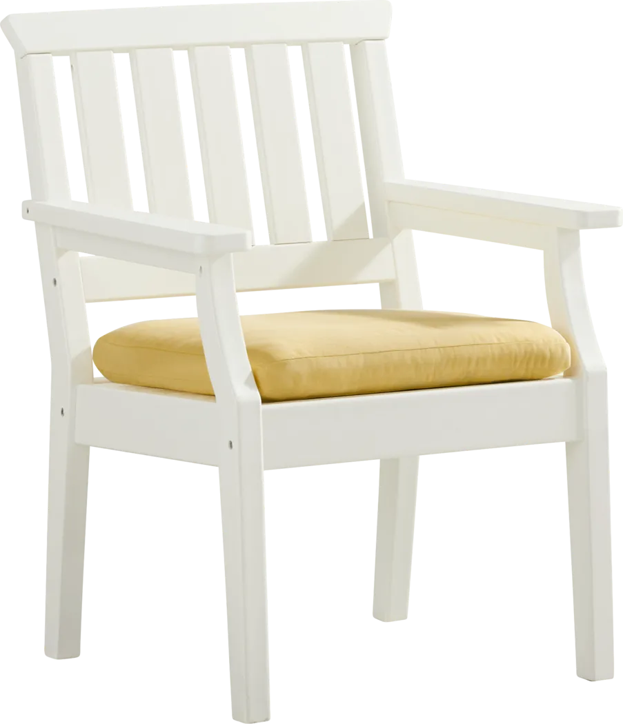 Eastlake White 7 Pc 71 in. Rectangle Outdoor Dining Set with Buttercup Cushions - Thumbnail - Image 4