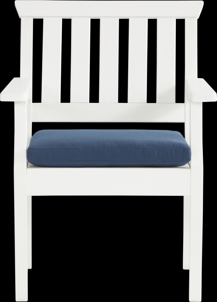 Eastlake White Outdoor Arm Chair with Ocean Cushion - Thumbnail - Image 2