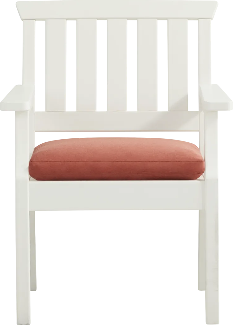 Eastlake White 7 Pc 71 in. Rectangle Outdoor Dining Set with Persimmon Cushions - Thumbnail - Image 5