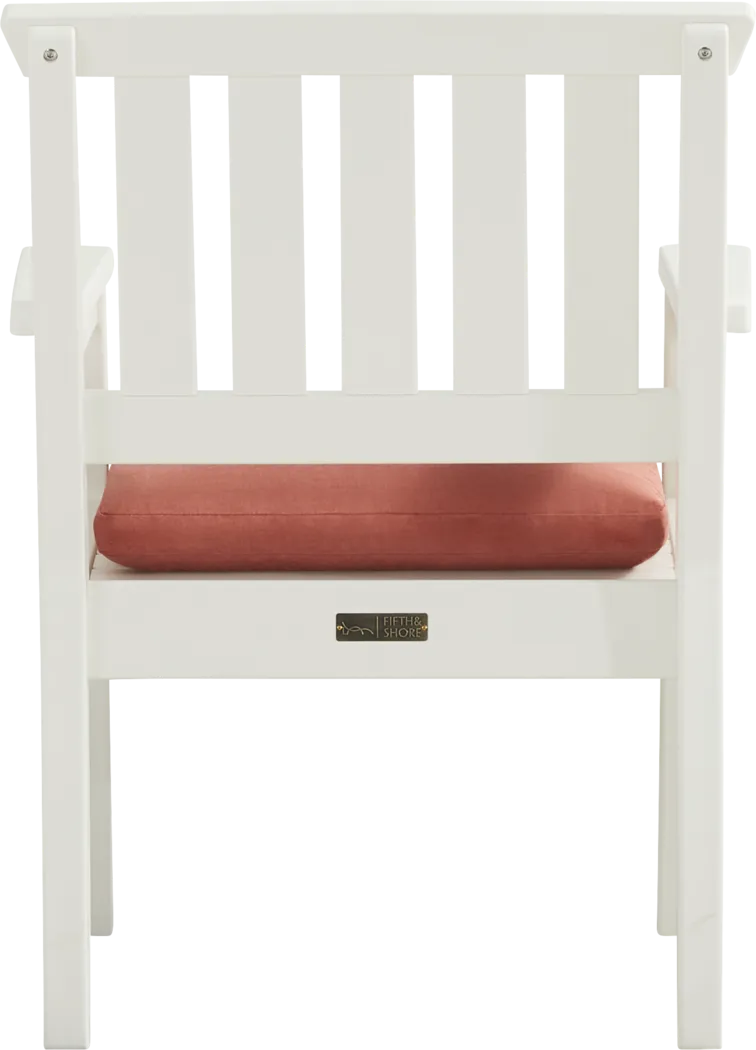 Eastlake White 7 Pc 71 in. Rectangle Outdoor Dining Set with Persimmon Cushions - Thumbnail - Image 6