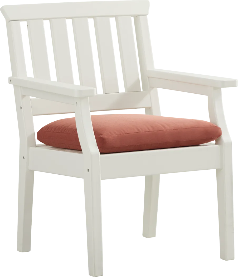 Eastlake White 7 Pc 71 in. Rectangle Outdoor Dining Set with Persimmon Cushions - Thumbnail - Image 4