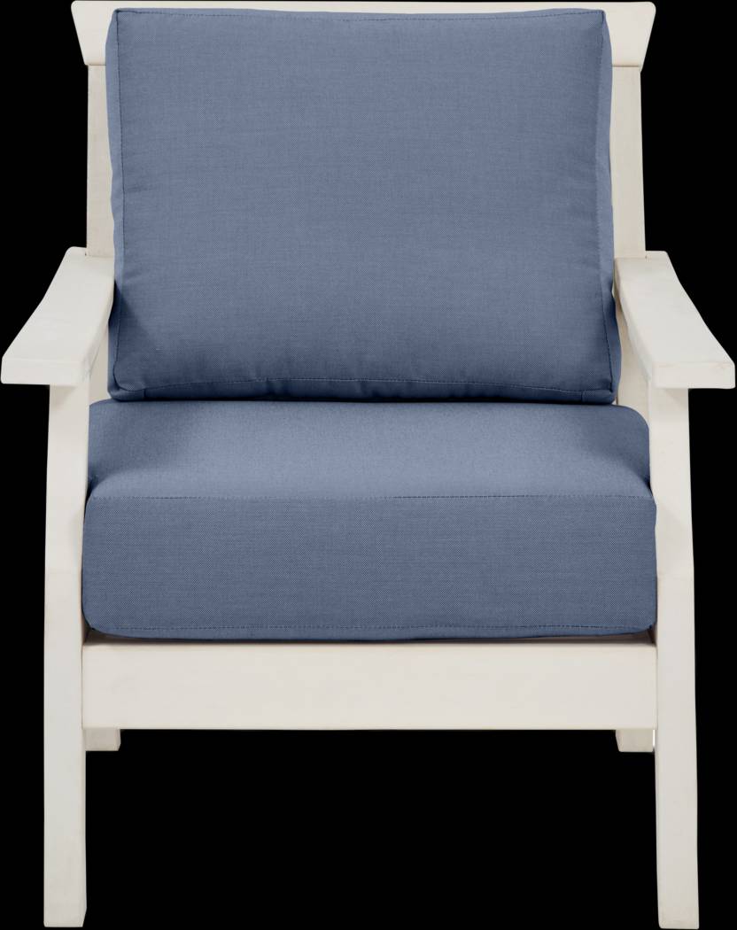 Eastlake White 4 Pc Outdoor Seating Set with Blueberry Cushions - Thumbnail - Image 6