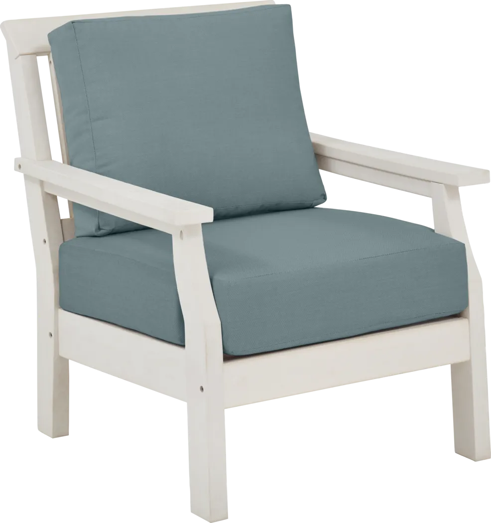 Eastlake White 4 Pc Outdoor Loveseat Seating Set with Breeze Cushions - Thumbnail - Image 4