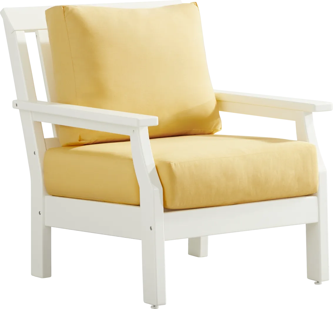 Eastlake White 4 Pc Outdoor Seating Set with Buttercup Cushions - Thumbnail - Image 6