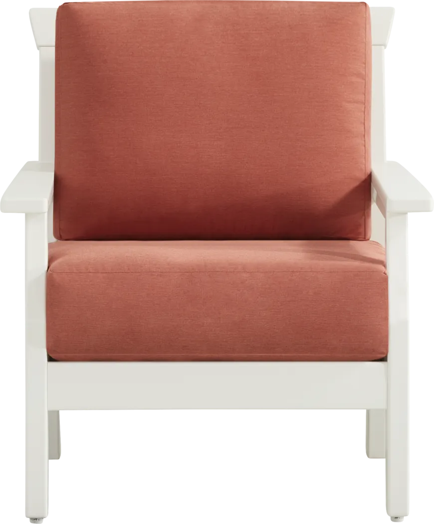 Eastlake White 4 Pc Outdoor Seating Set with Persimmon Cushions - Thumbnail - Image 7