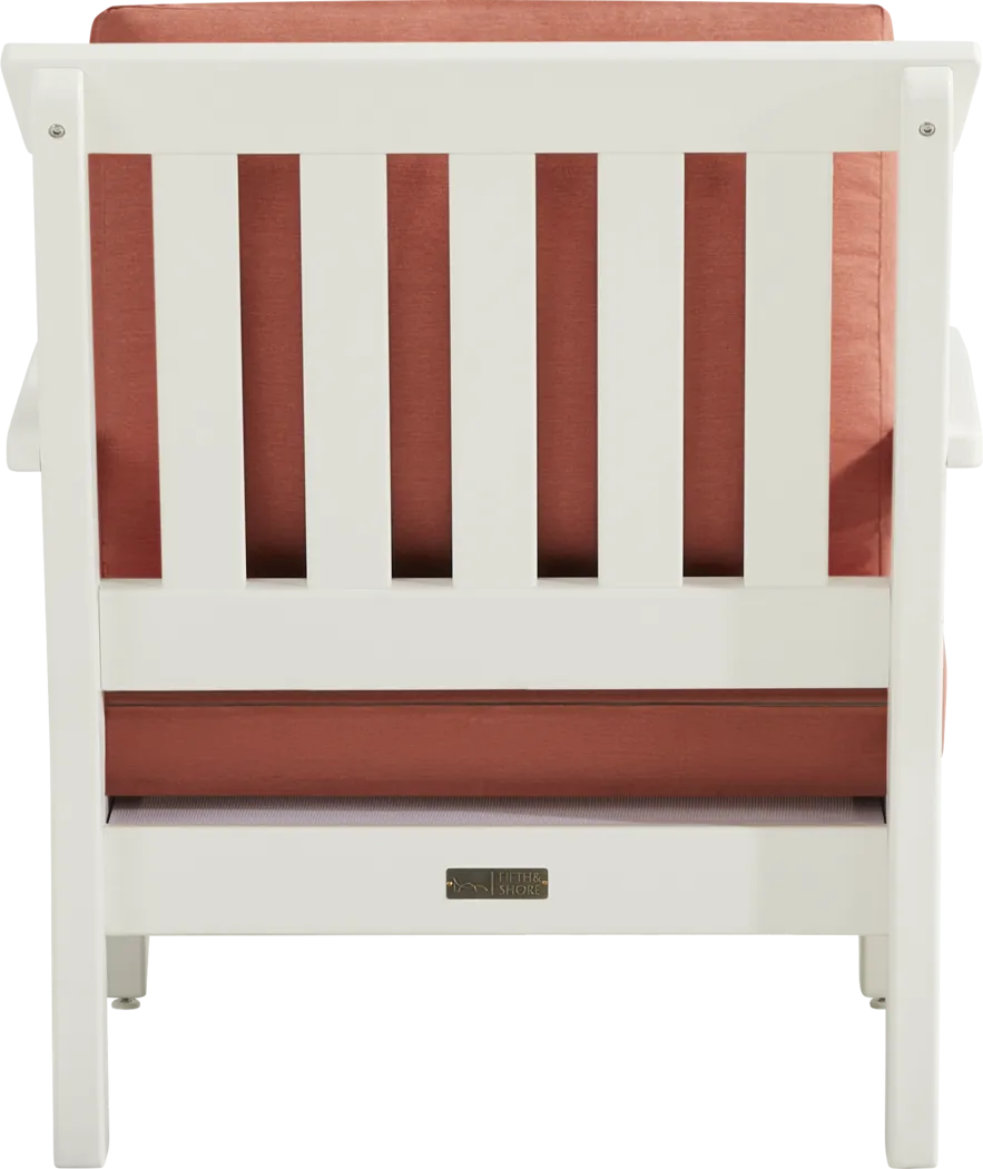 Eastlake White 4 Pc Outdoor Seating Set with Persimmon Cushions - Thumbnail - Image 8