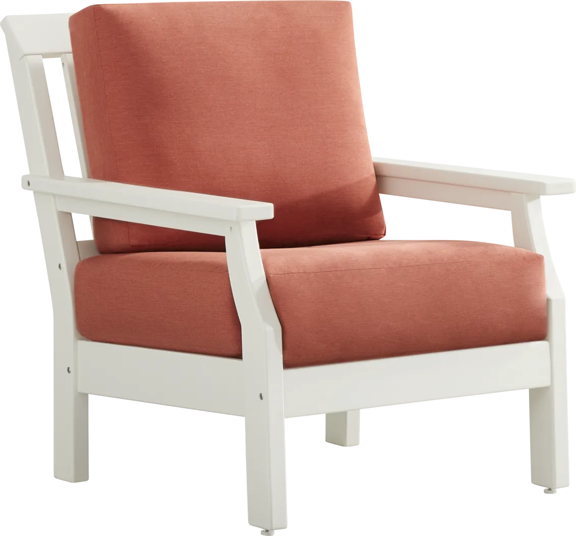 Eastlake White 4 Pc Outdoor Seating Set with Persimmon Cushions - Thumbnail - Image 6