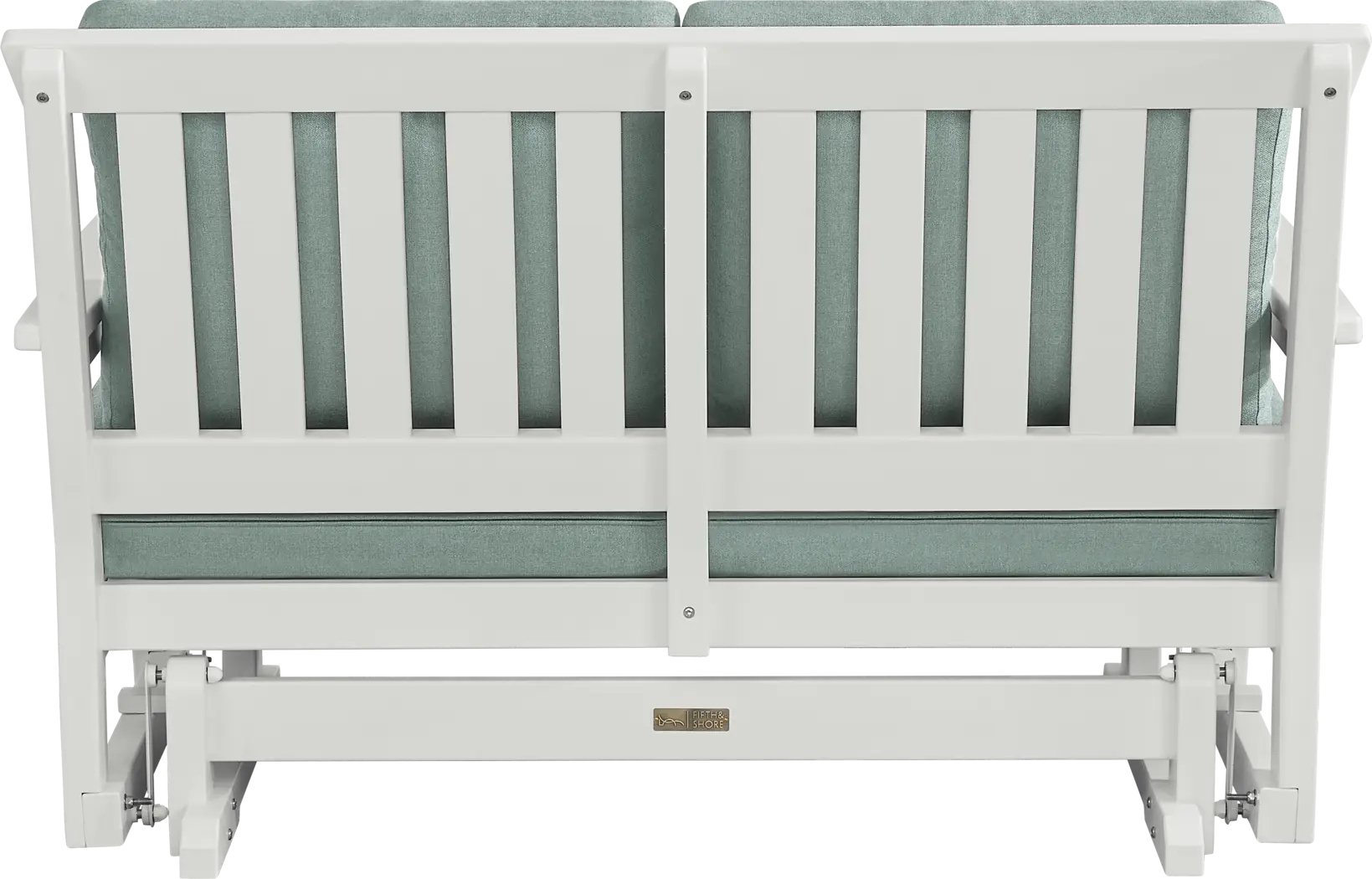 Eastlake White Outdoor Glider Loveseat with Breeze Cushions - Thumbnail - Image 3