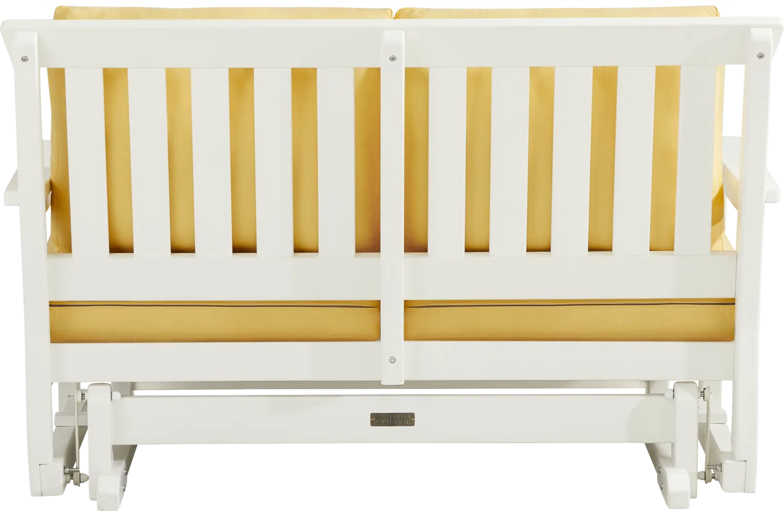 Eastlake White Outdoor Glider Loveseat with Buttercup Cushions - Thumbnail - Image 3