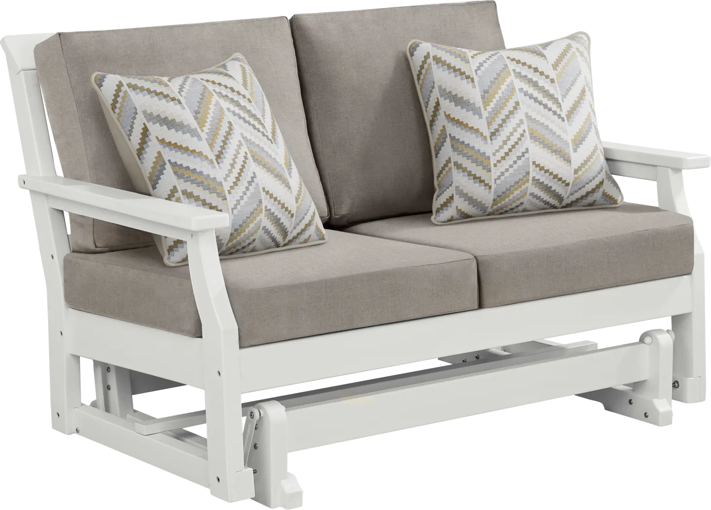 Eastlake White Outdoor Glider Loveseat with Mushroom Cushions - Thumbnail - Image 2