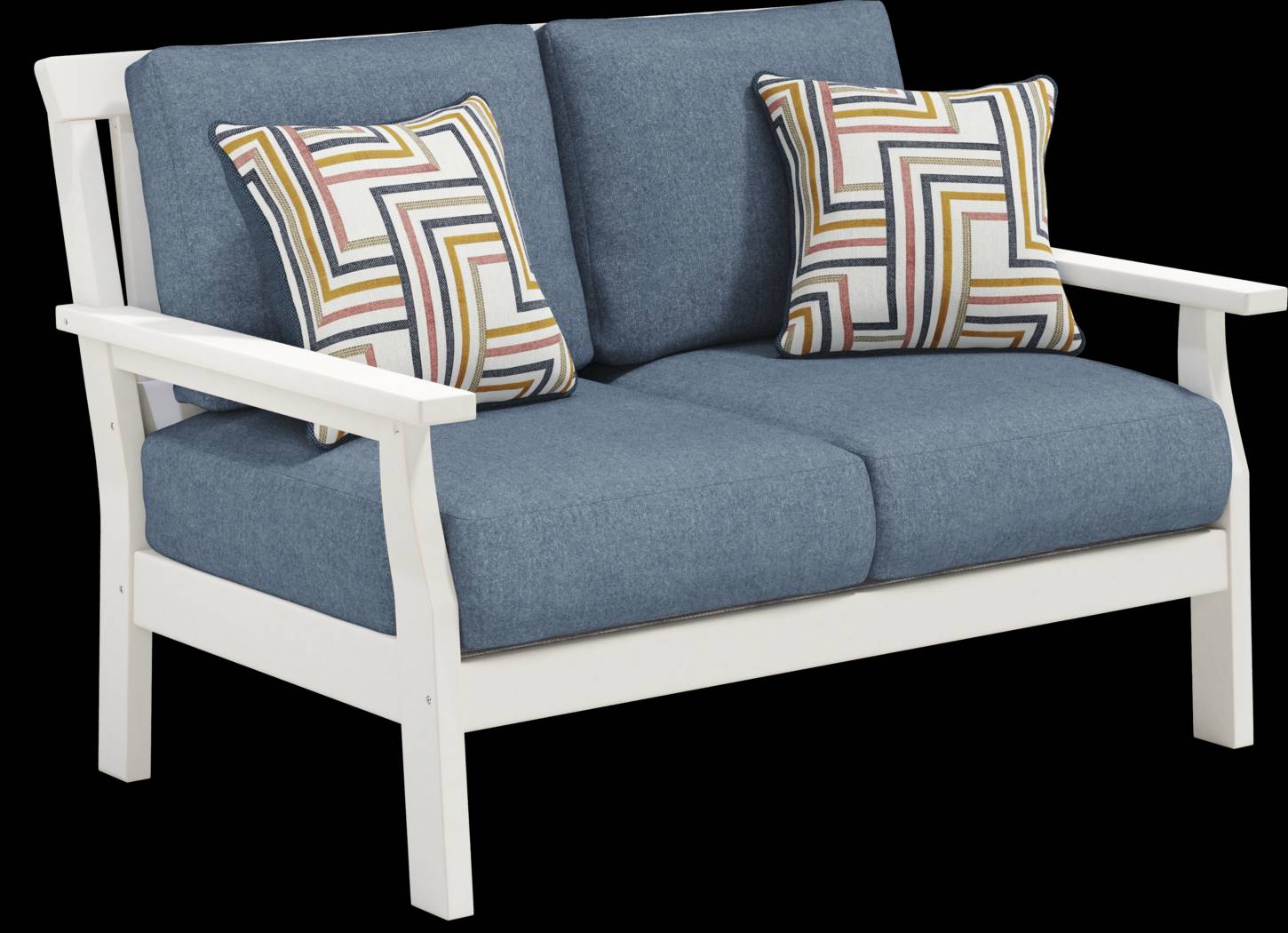 Eastlake White Outdoor Loveseat with Agean Cushions - Thumbnail - Image 2