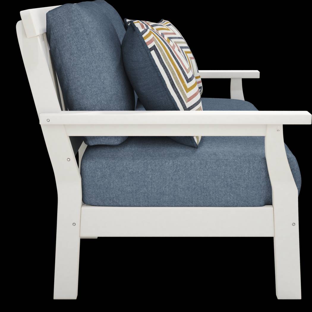 Eastlake White Outdoor Loveseat with Agean Cushions - Thumbnail - Image 3