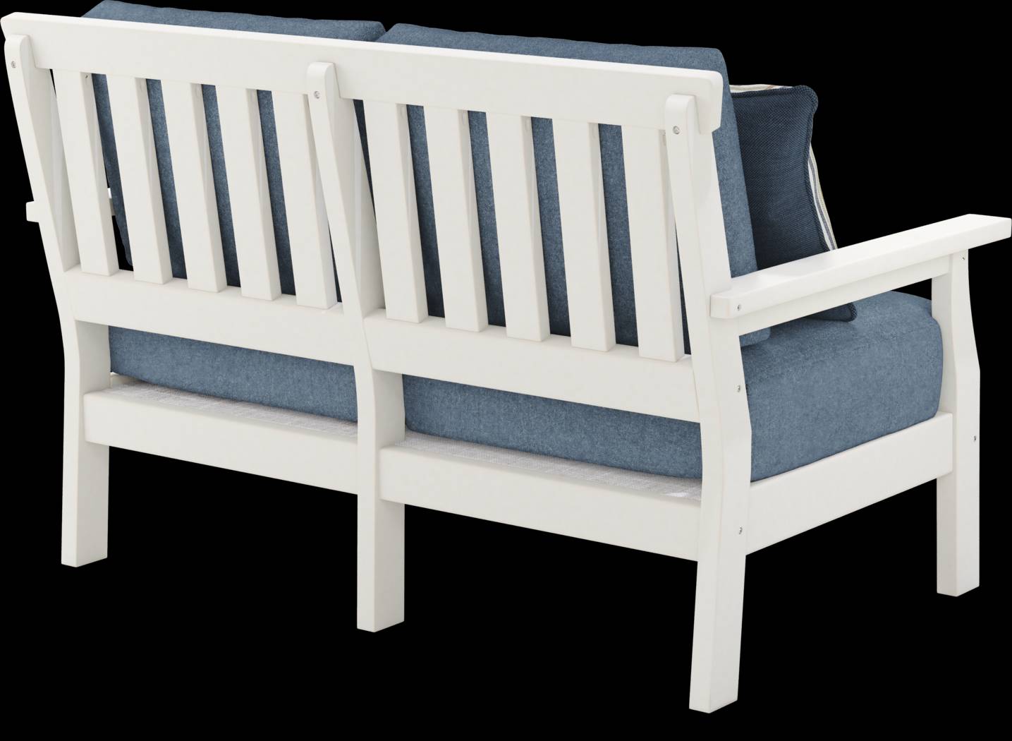 Eastlake White Outdoor Loveseat with Agean Cushions - Thumbnail - Image 4
