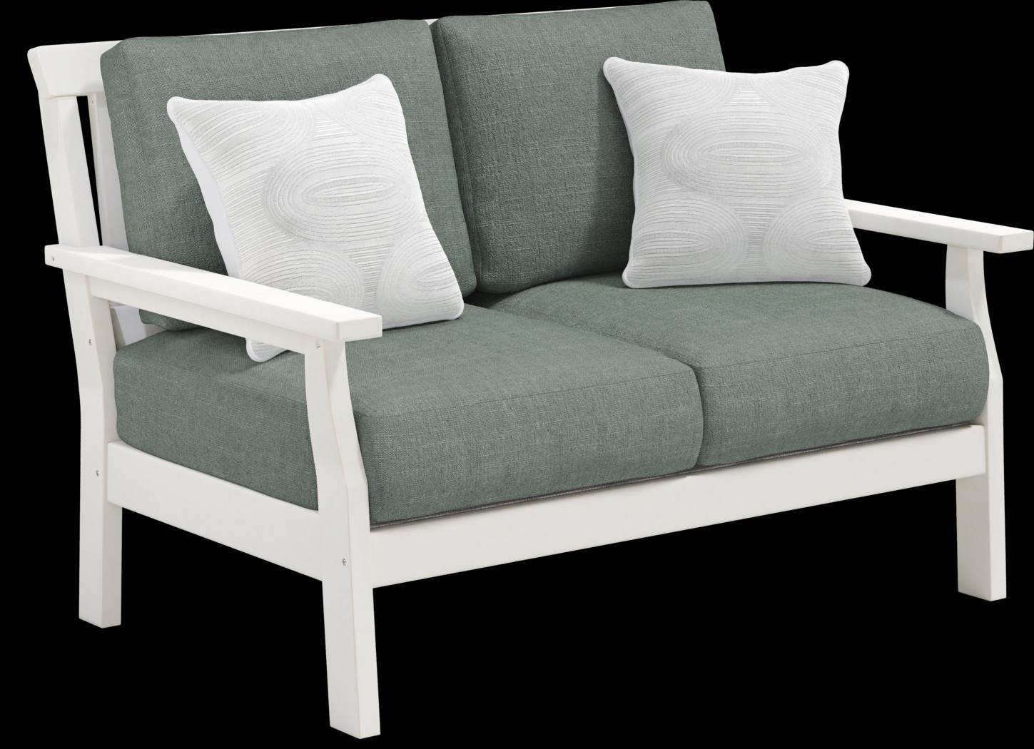 Eastlake White 4 Pc Outdoor Loveseat Seating Set with Jade Cushions - Thumbnail - Image 3