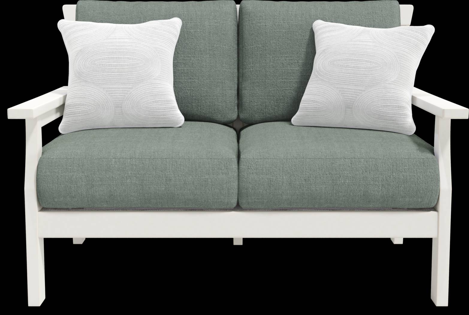 Eastlake White 4 Pc Outdoor Loveseat Seating Set with Jade Cushions - Thumbnail - Image 2