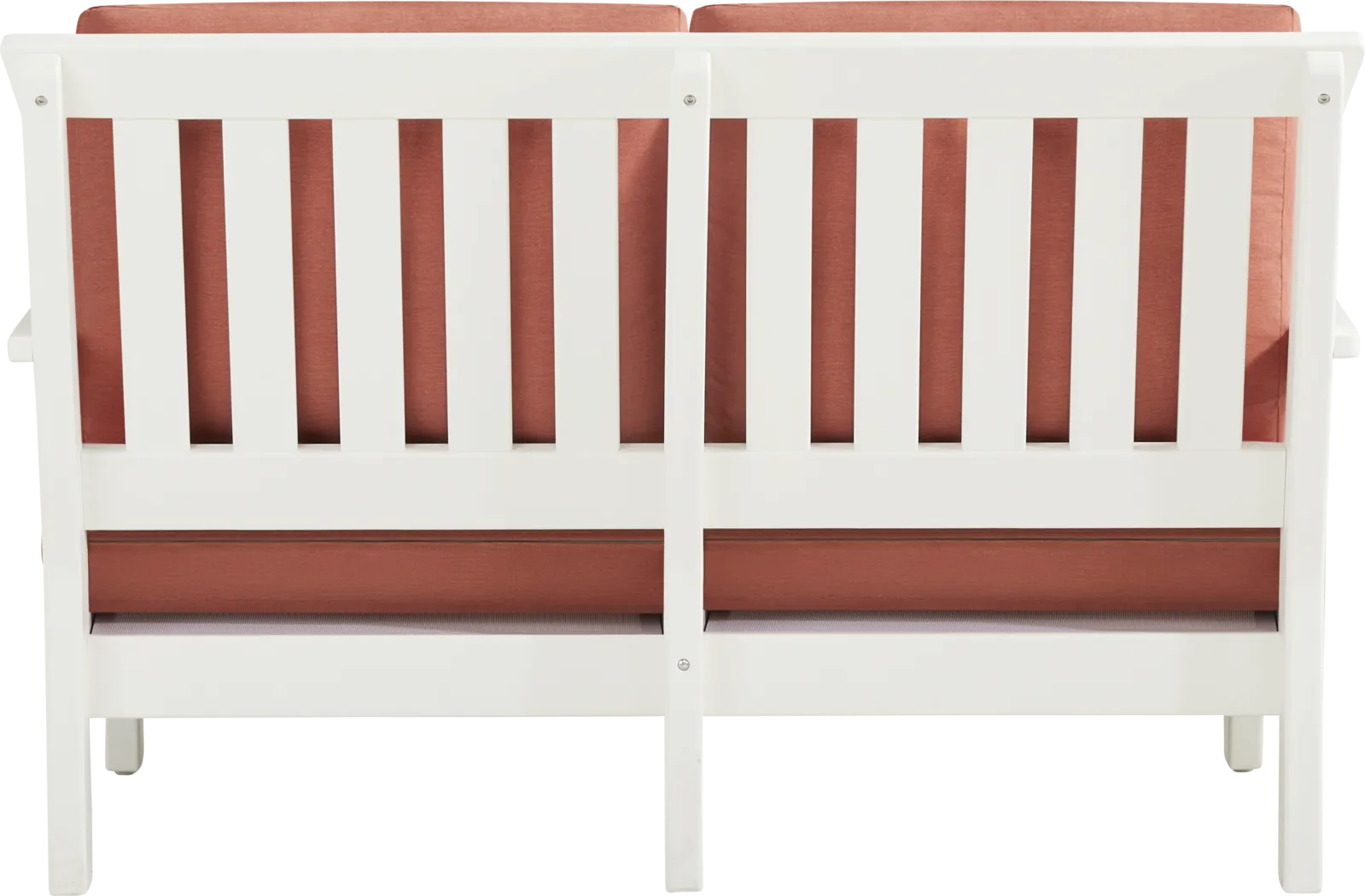 Eastlake White Outdoor Loveseat with Persimmon Cushions - Thumbnail - Image 3