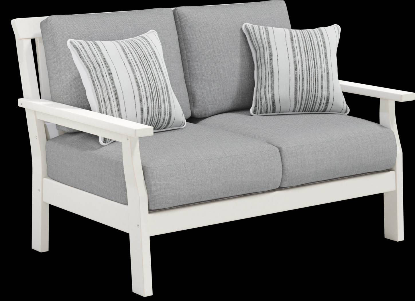 Eastlake White 4 Pc Outdoor Loveseat Seating Set with Pewter Cushions - Thumbnail - Image 3