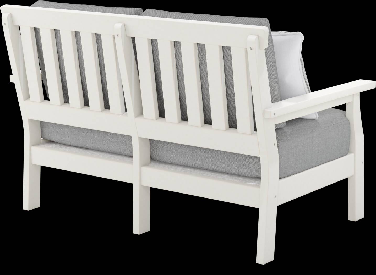 Eastlake White 4 Pc Outdoor Loveseat Seating Set with Pewter Cushions - Thumbnail - Image 5